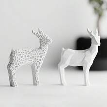 ORIZZONTE Set Of 2 Christmas Reindeer Sculptures – Geometric Design And Organic Perforated Structure – Modern Decorations For Christmas, Home Or Office – Unique Gift Idea – 100% Made In Italy, Shipping From Italy - White - View 9