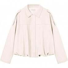 Womens Faux Suede Bomber Jackets Oversized Cropped Zip Up Lapel Coats Fall 2025 Casual Outerwears - Be - Xem 6