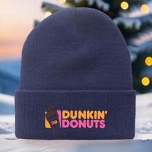 Donuts Logo Beanie Hat - Officially Licensed Coffee & Donut Design, Warm Winter Cap For Men & Women, Comfortable Stretch Fit, Unisex Casual & Outdoor Wear, Christmas/Halloween/Thanksgiving Gift For Coffee Lovers (Multi-Color Options) - Ideal For Brand Fans &  Donuts Lovers, Fashionable & , Perfect For Autumn/Winter, Hand Wash Or Dry Clean, Multiple Colors - màu đen - Xem 6