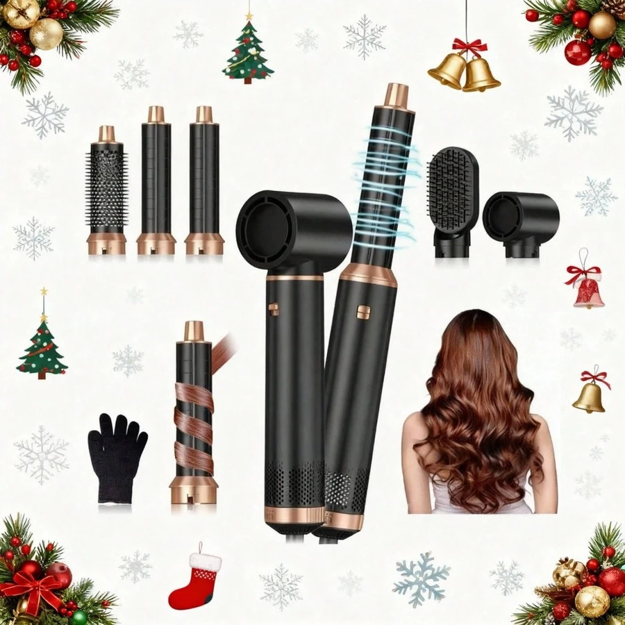 UKLISS 五合一离子吹风机、空气卷发器、直发梳、吹风机刷、造型工具