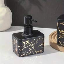 1pc Marble Pattern Plastic Soap Dispenser , Easy Press, Slip-Resistant, Reusable For Hand, Lotion, Shower Gel, Shampoo, Bathroom & Kitchen,Hotel Washing Hand Bottle - Multicolor - View 6