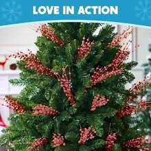 Joiedomi - 12 Adornos de Tallo de Bayas Artificiales con Purpurina, 17 Pulgadas, Varillas Decorativas Blancas, ramitas con Purpurina para decoración de árbol de Navidad, Corona, Manualidades,(rojas) - Multicolor - Ver 8