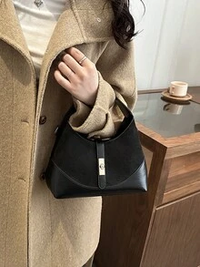 Geantă de mână pentru femei, geantă tote, geantă mică din piele întoarsă Crescent Moon, geantă cu mâner superior, geantă de umăr crossbody