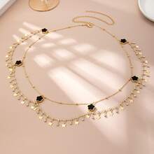 1pc European & American Style Metal Five-Leaf Clover Waist Chain With Butterfly Tassel For Women - Gold - View 8