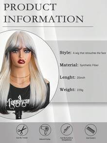 Medium Straight Layered With Bangs Synthetic Hair Shoulder Length Daily Use Wig (Golden Ombre Color) 20Inch Festival Gifts For Women Christmas Decorations Christmas Gifts For Women Wear To GO Good Quality Synthetic Soft Wigs - Blonde Ombre - View 7