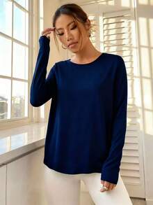 Geometric Mesh Patchwork Tulip Print Backless Sports T-Shirt - Navy Blue - View 6