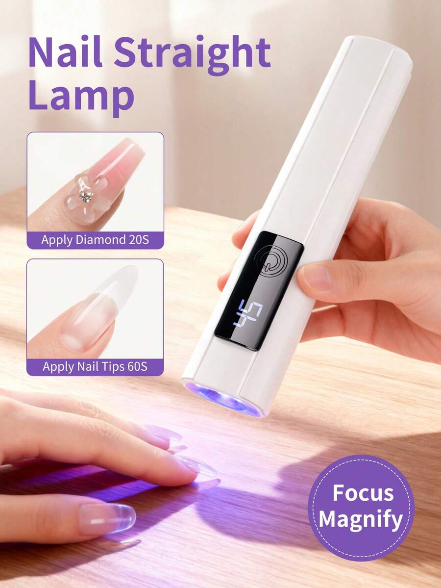 XEIJAYI 1 pieza Lámpara UV de mano con pantalla, adecuada para manicura de gel, mini lámpara de uñas, secador de uñas portátil LED, máquina de curado de uñas USB, herramienta de cuidado rápido de uñas y pies