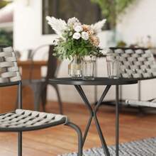 Outsunny Polyrattan Garden Furniture Set, 2-Person Garden Lounge Set, 3-Piece Set With 2 Stackable Chairs And A Table, Weather-Resistant, For Garden, Patio Or Balcony, Grey - Dark Grey - View 8