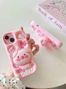 可爱少女粉色3D小猪手机壳，兼容 13、13 Pro、13 Pro Max、14 Pro Max、14 Pro、14；硅胶卡通手机壳，兼容 11、12；也兼容三星Galaxy A51/A53/A54/A55/A12/A13/A15。 - 粉色 - 查看 1