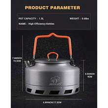 Bulin Camping Kettle 1.6L Aluminum Alloy Open Campfire Coffee Tea Pot Fast Heating Outdoor Gear Great for Boiling Water Ultralight Portable for Hiking Picnic Travel - BLACK16L - Ver 7