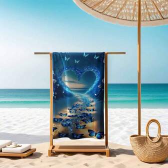 1 st strandhandduk med färgglatt fjärilsmönster - mjuk, absorberande, snabbtorkande mikrofiberhandduk, lämplig för yoga, resor, simning, strand, fitness, camping - perfekt för utomhusaktiviteter och resor