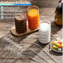 4pcs Glass Cup Set, 16oz Glass Water Bottle, Glass Cup, Wave Bubble Cup, Wave Pattern Glass Drinkware, Beer Cup, Iced Coffee Cup, Suitable For Juice, Coffee, Lemonade, Tea, Great For Birthday, Christmas, Valentine's Day Gifts - Clear - View 6
