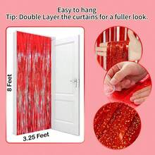 Red Streamers Red Birthday Decorations - Foil Fringe Curtain Decorations Party Decorations Movie Night Decorations - 2 Packs - 2 + Sao Đỏ - Xem 4