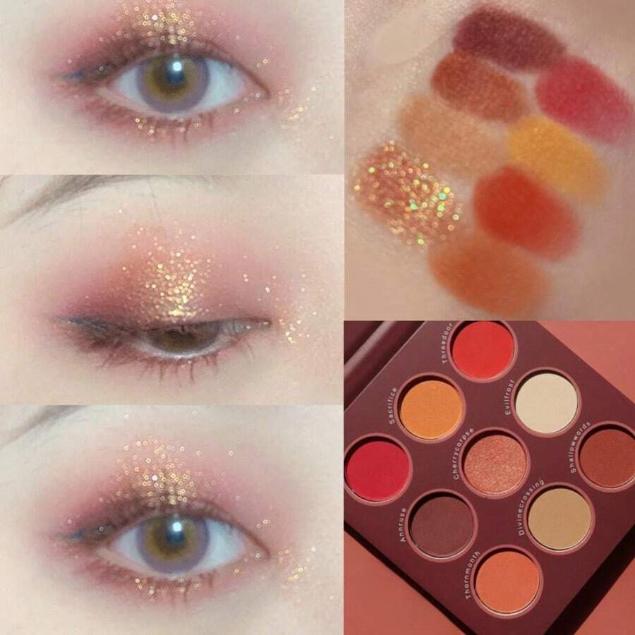 COLORROSE CR711 Eyeshadow Palette, Paper Palette, Matte, Pearl, Glitter Textures, Smooth And Refined, 9 Eyeshadow Colors, Vibrant And High-Pigmented, Versatile For Daily Makeup, Parties, Women And Girls, Great Gift - 711 - View 1
