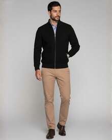 Men's Knit Jacket With Zipper, Men's Coat, Men's Winter Jacket - Black - View 4