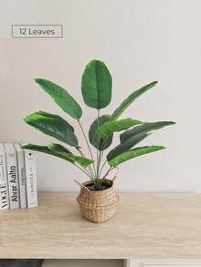 85-115厘米大型人造天堂鸟树，热带仿真香蕉叶，大尺寸塑料棕榈叶，家居花园装饰（不含花盆），1件 - 多色 - 查看 8