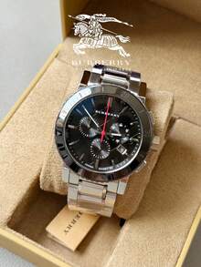 Burberry Black Dial Silver Steel Strap Watch for Men - 黑色 - 查看 7