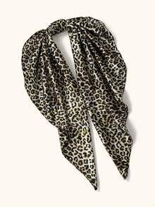 1pc Women Beach Accessories 90cm Leopard Print Square Scarf, Classic Fashion Headscarf, Beach Shawl, Bandana Top, Winter Fall - Multicolor - View 11