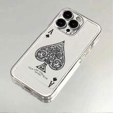Funda de teléfono a la moda, elegante y minimalista con diseño de As de Espadas para iPhone 16, 11PRO, 7, 16PROMAX, 15, 12Mini, 15PRO, 14, 13, 12, 11, adecuada para regalos tanto para hombres como para mujeres, regalos de vacaciones y regalos de Navidad. Diseño para Chicas y Mujeres, TPU Suave, Resistente a Impactos, Más Protector y Femenino - 1 pieza - Ver 5