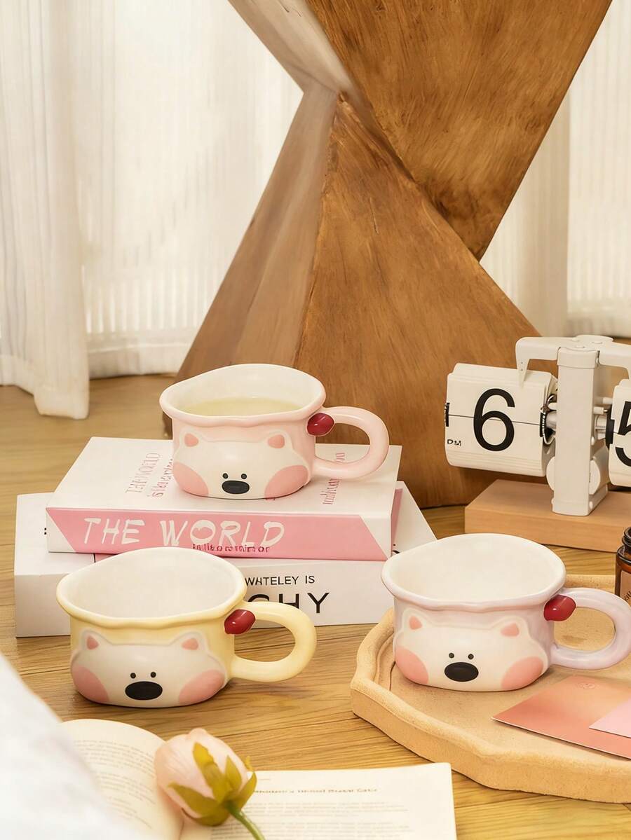 1pc Cute West Highland Terrier Ceramic Cup, High-Quality Couple Water Mug, Office Coffee Mug, Home Breakfast Milk Cup - Multicolor - View 1