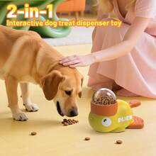 1Pcs 2-In-1 Dog Interactive Treat Dispenser Toy Food Puzzle Slow Feeder Duck-Shaped Dog Puzzle Feeders For Small Medium Dogs Cats IQ Training Reduces Bloating For Healthy Eating - 500ml - 查看 4