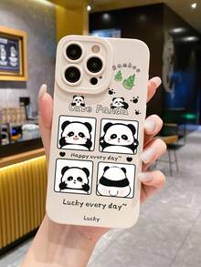Perforated Straight Edge Plaid Panda Painted Thick Anti-Drop Painted Phone Case - Multicolor - View 2