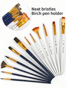 opeth 6支木柄尼龙毛画笔套装，适用于丙烯、水彩、油画、水粉画、DIY涂鸦 - 均碼 - 查看 8