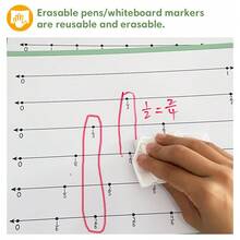 Double-Sided Fraction Charts Set | 10 Dry Erase Math Manipulatives | Visual Fraction Learning For Kids Ages 6-12 | Math Fraction Number Lines Cognitive Learning Tools | Homeschool Teaching Aids