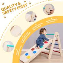 Marco de escalada 7 en 1 de madera triangular para niños pequeños, juguetes de escalada plegables con arco, rampa y escalera para niños de 1 a 3 años, marco de escalada interior para niños pequeños, juguetes Montessori - Multicolor - Ver 3