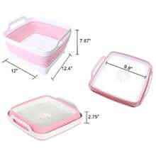 HAWT9L 2.4Gal Dish Basin Collapsible With Drain Plug Carry Handles Space Saveing Kitchen Storage Tray Dish Wash Basin Portable Dish Tub For Camping RV Pink - LightPink - View 6