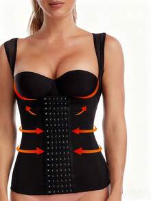 Women's Breasted Body Shaping Bra Corset, Push-Up Vest Design, Body-Slimming Waistband And Abdominal Shaping, It Is Not Only A Postpartum Corset, A Belly Belt, But Also A Must-Have Item During Pregnancy And A Weight Loss Girdle - 黑色 - 查看 3