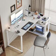 White Height Adjustable Desk 160 X 75 Cm Electrically Adjustable L-Shaped Desk With Memory Control, Ergonomic Game Table With Cup Holder, Hook. - Grey - View 2