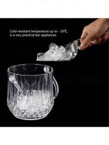 1pc Elegant Transparent Ice Bucket With Handle - Fashionable Portable Beverage Cooler, Suitable For Parties And Events - Clear - View 4