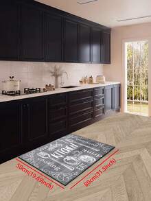 3.5毫米厚软橡胶厨房垫，灰色木纹底，可爱卡通食物图案，吸水性强，尺寸可定制，适用于厨房、浴室、洗衣房、走廊、客厅等场所。 - 彩色 - 查看 15