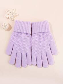 1 para dziecięcych dzianinowych rękawiczek z klapką, ciepłe, dzianinowe rękawiczki z podszewką dla chłopców i dziewcząt na jesień/zimę, studenckie, odporne na zimno, pięciopalczaste rękawiczki