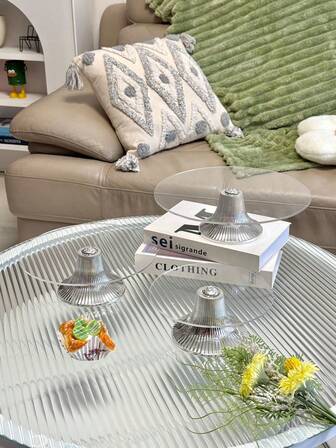 1pc Silver Tall Transparent Tray, Multifunctional Fruit Platter, Suitable For Dining Table Decor, Home And Kitchen Dining Plate