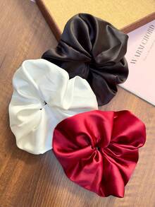 Bộ 3 chiếc dây buộc tóc bằng satin mềm mại cỡ lớn 18cm/7.09in dành cho nữ, có các màu đen, trắng, đỏ, nâu, kaki, đa năng, thanh lịch, tối giản, màu trơn phù hợp cho sử dụng hàng ngày, đi chơi, đi làm, du lịch, tạo kiểu tóc, buộc tóc đuôi ngựa, búi tóc, phụ kiện tóc, phụ kiện đội đầu, dây chun co giãn. - Nhiều màu - Xem 14