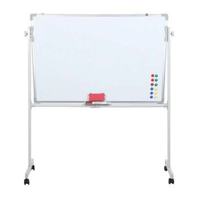 Rolling Whiteboard, White Board With Wheels, Mobile Whiteboard With Stand, Portable Magnetic Dry Erase Board On Wheels, With 5 Markers, 12 Magnetic Nails & 1 Eraser