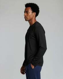 4 Pack: Men's Dry-Fit Active Athletic Long Sleeve Pocket Crew-Shirt Outdoors UPF 50 (S-5XLT), Breathable,-Wicking - Set 8 - View 5