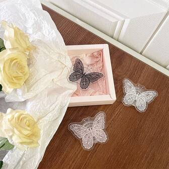 1pc Ins Style Transparent Acrylic Lace Butterfly Phone Grip Stand, Expandable Desktop Holder, Ring Buckle, For Women