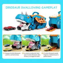 恐龙卡车玩具系列，专为儿童和幼儿设计，包含1辆恐龙运输卡车和6辆赛车玩具，恐龙卡车可以从嘴里发射赛车，适合3-6岁幼儿，是送给3-6岁男孩女孩的绝佳生日/圣诞节/开学礼物。 - 恐龍車 - 查看 13