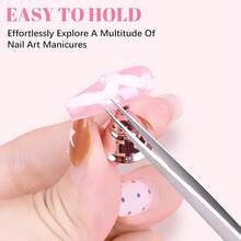 Nail Holder Stand Press On Nail Display & Practice -  With Adjustable Angle & Non-Slip Base Complete Starter Kit Includes Practice Nail Tips Acrylic, Gel Polish & Nail Art Training. Nail Beginners,, Home Salon, Nail Tech Students & Content Creators - Electroplated Pink 2PCS - View 4