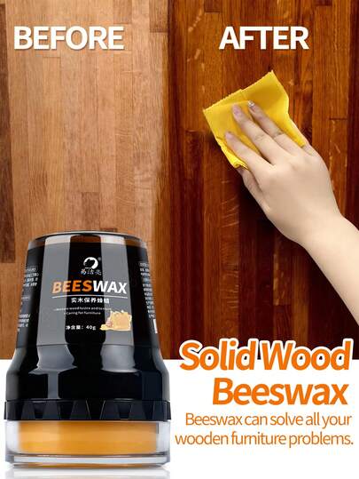 家具抛光和保养 - 蜂蜡家具抛光剂，蜂蜡木器抛光剂，适用于地板、桌子、椅子、橱柜和家用家具，以保护和保养。