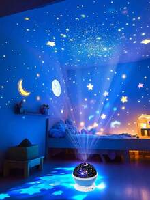 360 Degree Star And Moon Projector, Starlight Night Light Projector For Children's Room, 9 Modes, Colorful And Dreamy Starlight, Featuring The Moon And Stars - Create A Romantic Atmosphere, Perfect For Children's Room, Bedroom, Camping Or Party Decoration - Đèn chiếu sao và mặt trăng - Xem 9