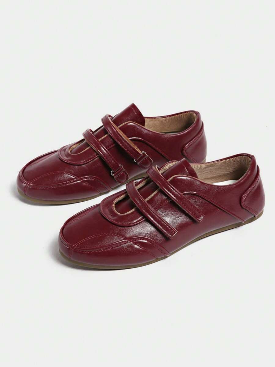 2025 New Summer Women Red Hook And Loop Casual Soft Bottom Breathable Leather Shoes