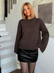 Dammode Långärmad stickad tröja, mjuk avslappnad lös pullover för höst/vinter