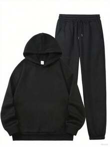 Customized Women's Hoodie And Sweatpants Set - Customizable With Unique Patterns And Text - Black - View 6