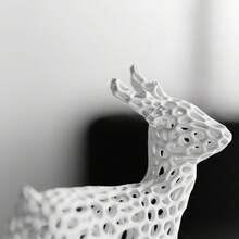 ORIZZONTE Set Of 2 Christmas Reindeer Sculptures – Geometric Design And Organic Perforated Structure – Modern Decorations For Christmas, Home Or Office – Unique Gift Idea – 100% Made In Italy, Shipping From Italy - White - View 5