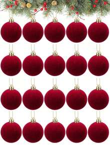 12pcs Handmade Flocked Christmas Ball Ornaments, Valentine's Day Burgundy Flocked Christmas Baubles, Christmas Tree Decorations, Flocked Plastic Balls, Christmas Hanging Decorations, Holiday Party Flocked Christmas Ornaments, Handcrafted Flocked Balls, Christmas Tree Decor, Flocked Christmas Tree Balls - Burgundy - View 8