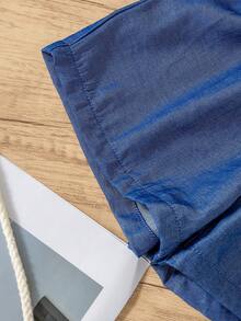 2件套女童休闲纯色蝴蝶结装饰短裤，夏季 - 彩色 - 查看 8